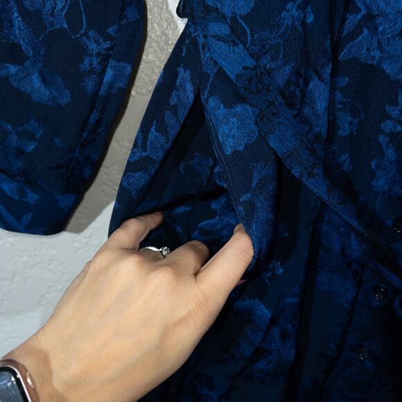 Gal Meets Glam Blue Frances Empress Damask Shirt Dress Size 4 - Picture 6 of 9